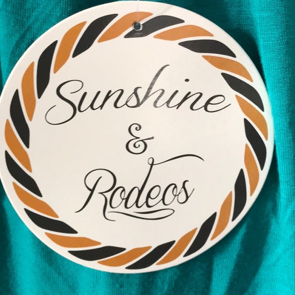 NWT Sunshine & Rodeos spaghetti straps dress top turquoise & leopard - Picture 5 of 11